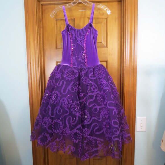 Costume Gallery Purple Ballet Tutu Velvet Sequins Ribbon Flowers Adult Small - Picture 2 of 11